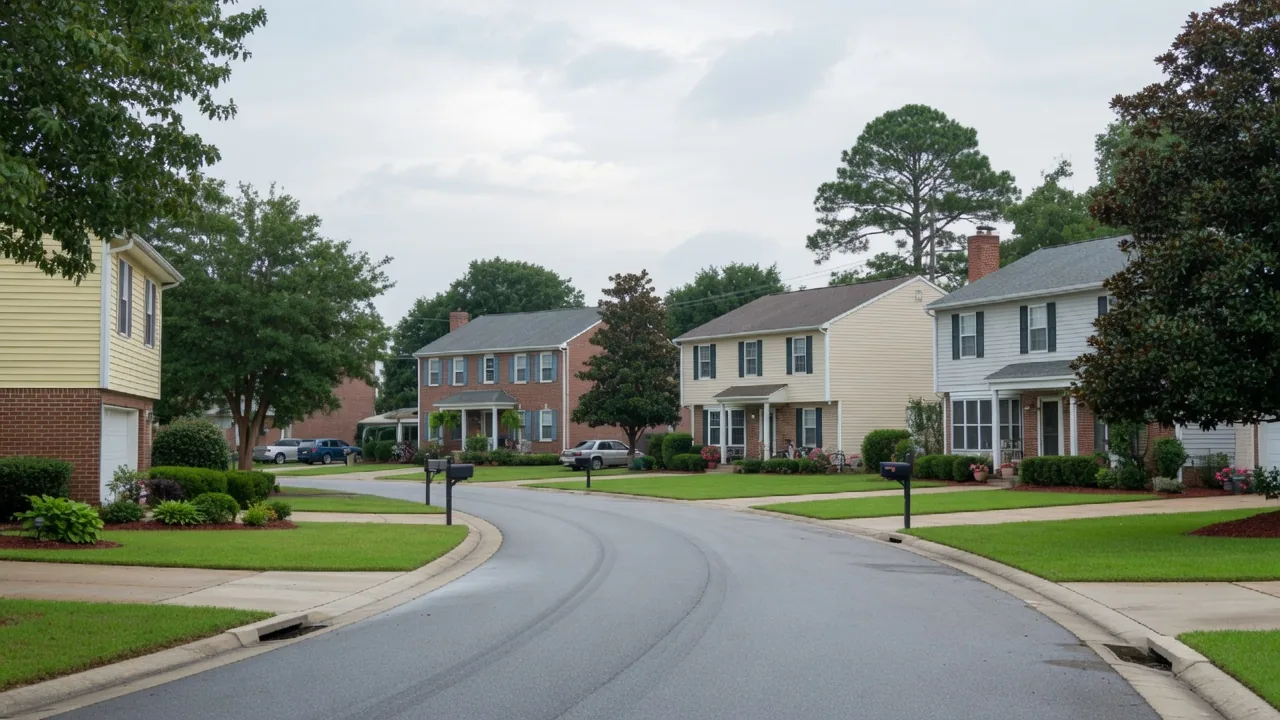 Residential street in Virginia Beach, Virginia